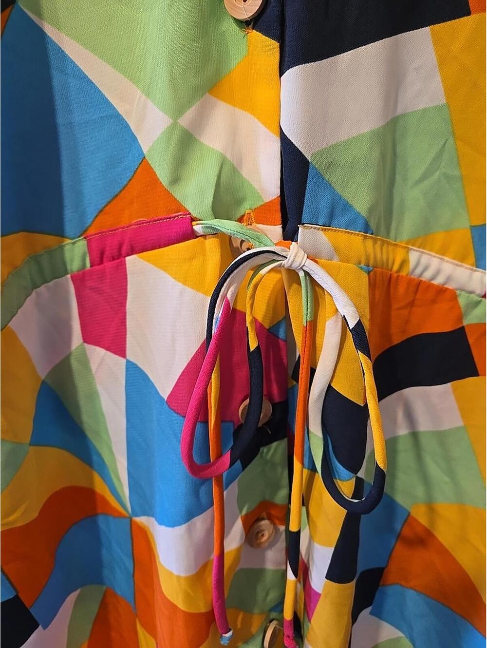 Nwt ces femme Betsy Boos Dress Button Colorful Geometric Large Jacque artsy - Picture 6 of 9